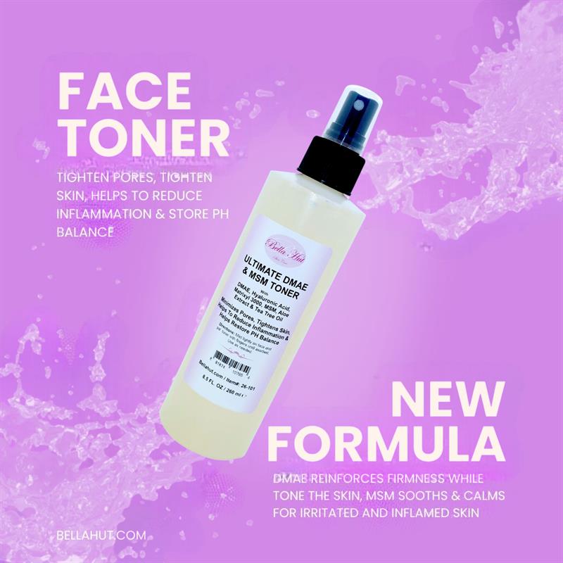 Ultimate DMAE Firming Toner with DMAE, Hyaluronic Acid, Matrixyl 3000, MSM, Aloe extract and Tea Tree essential oil